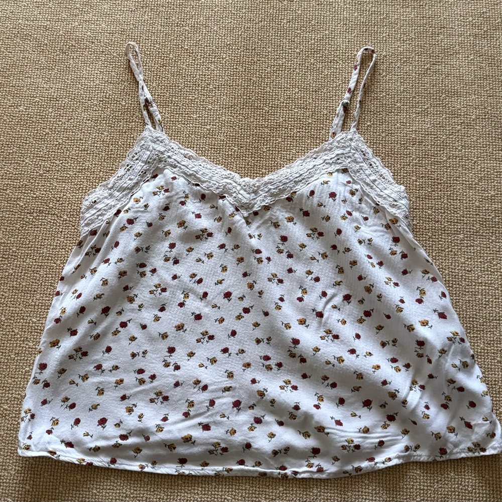 Hollister floral lace cami tank top white S